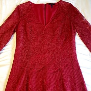 BobiBLACK Los Angeles Red Lace Zip Up Long Sleeve Dress